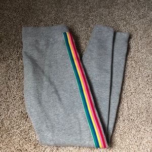 Crew cuts soft gray leggings with rainbow stripes
